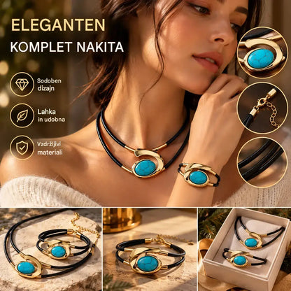 ✨🔥【Kupite enega, enega dobite brezplačno】Komplet ogrlice in zapestnice z dragimi kamni v boemskem slogu