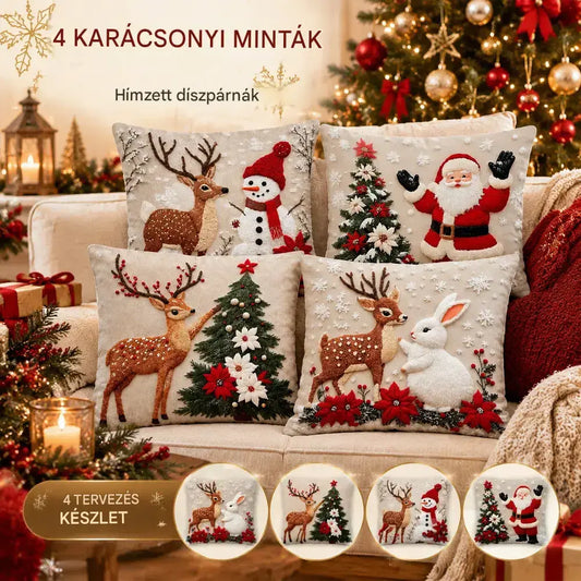 🎄【4 darabos készlet】Karácsonyi díszpárnák – teremtsen meghitt hangulatot otthonában