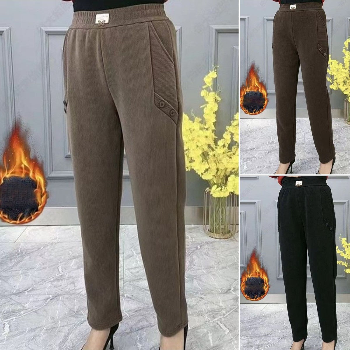 【2XL-5XL】Nowe, jesienne i zimowe, pogrubione, aksamitne, luźne spodnie na co dzień w dużych rozmiarach ✅【55-92,5kg】