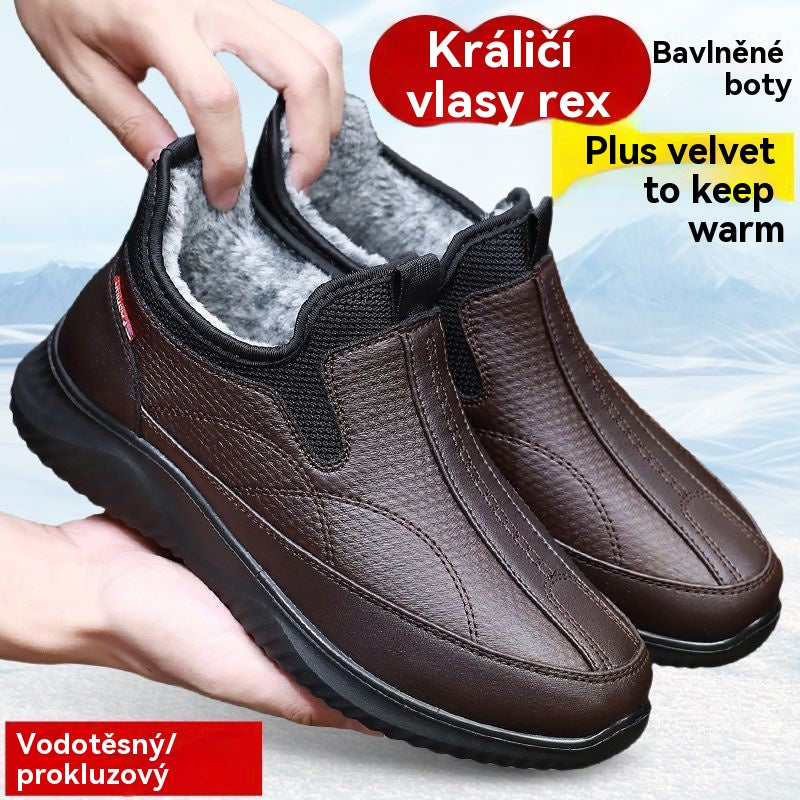 🔥Zimowe buty z bawełnianą lub wełnianą podszewką, ciepłe, wodoodporne i antypoślizgowe, z miękką podeszwą, lekkie, odpowiednie dla mężczyzn w średnim i starszym wieku. 4197234