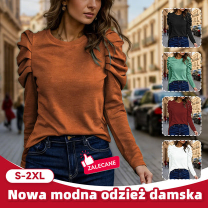 【S-2XL】Nowy damski sweter z kaszmiru w jednolitym kolorze z okrągłym dekoltem