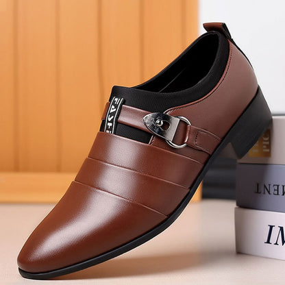【50% zniżki】🔥🔥Nowe skórzane buty męskie wizytowe, buty casualowe w dużych rozmiarach z noskiem w szpic-4243059