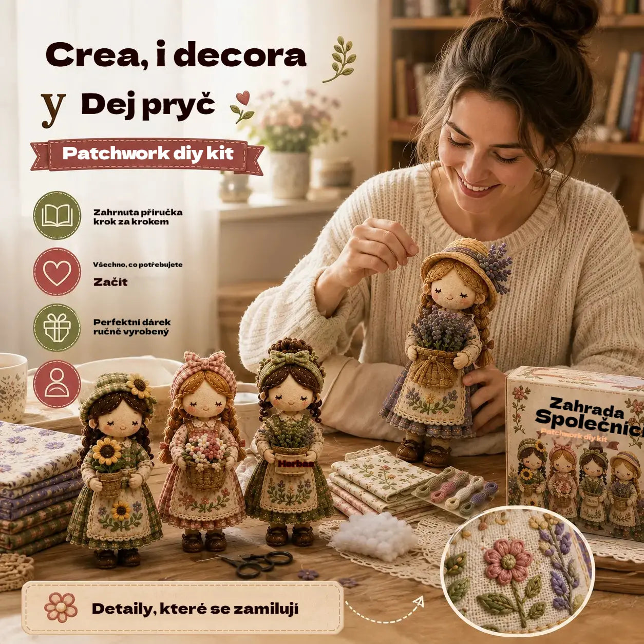 🧵🎁Poslední den: Využijte slevu 49 %!  Miniaturní patchworková sada ze série Miniature World.
