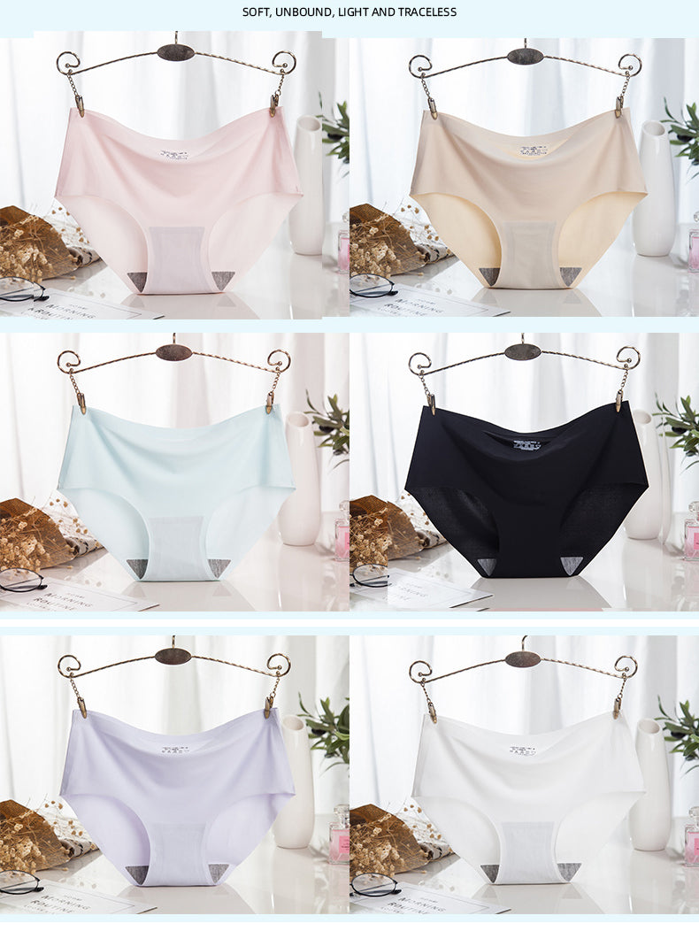 😍(M-2XL)🛒【Balení 6 kusů】Dámské bezešvé spodní prádlo z chladivé hedvábné tkaniny