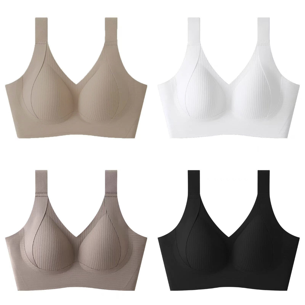 😍【Zestaw 4 szt.】Bezszwowy biustonosz bez fiszbin dla kobiet ❤️【40–95 kg】-4208139