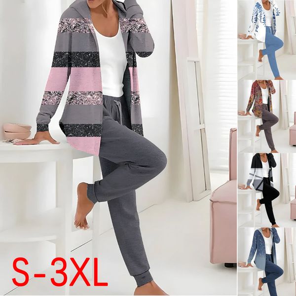 🔥【S-3XL】🔥Jesienno-zimowy damski dwuczęściowy garnitur z nadrukiem, spodnie z długim rękawem-3923473