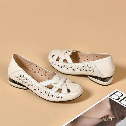 🔥【35-40】💞 2025 Nowe damskie sandały z okrągłym noskiem i na małym obcasie-3900500