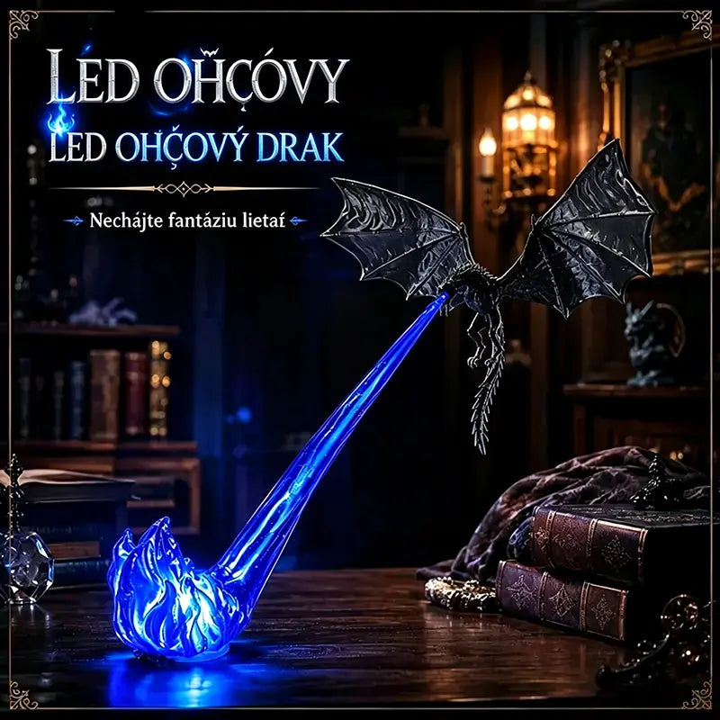 🐉🔥 3D LED světlo s ohnivě chrlícím drakem 🐉🔥| Fantasy zářící dekorace na poličku