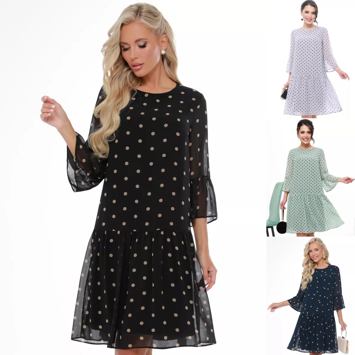 【S-3XL】❤️2024 nowa letnia sukienka z siateczki w kropki-3903737