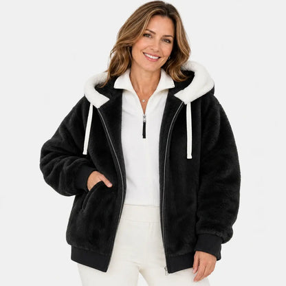 ❄️🛡️【S-5XL】Dámská silná plyšová bunda s kontrastními pruhy – model 2026