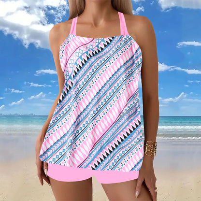 【S-5XL】Dvoudílné plavky/plavky ve stylu sukně pro plus size ženy