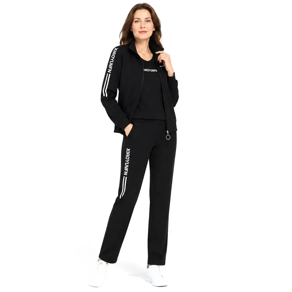 🌺 Elegance a naprosté pohodlí! Elegantní třídílná dámská sportovní souprava (bunda na zip + tričko + kalhoty / velikosti: M–6XL)! ✨