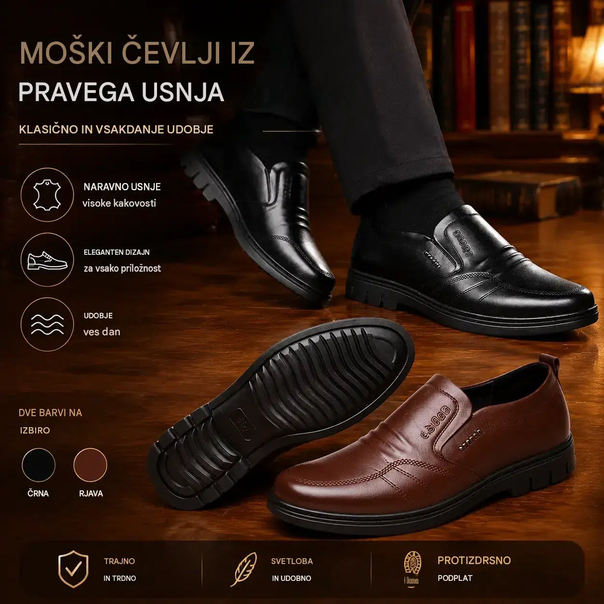 👞🔥【39–44】Moški poslovni čevlji iz pravega usnja z udobnim, mehkim podplatom – primerni za številne priložnosti.