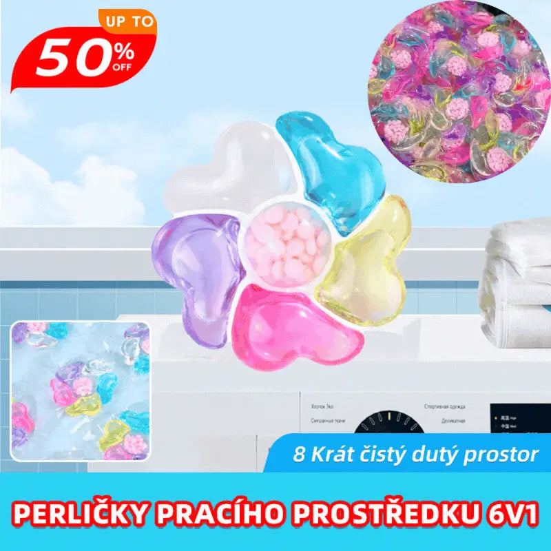 ✨💭👚【30 kusů】✨Extra velký kbelík 6v1 vonné perličky na prádlo odstraňují skvrny a zanechávají vůni, hladce likvidují roztoče a bakterie