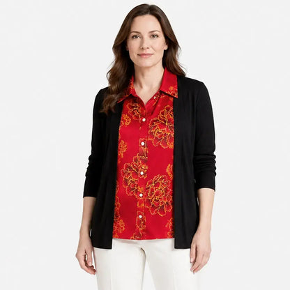 ⏳ Poslední den – sleva 50 % 👚【M–4XL】Dámská dvoudílná košile s vrstveným vzhledem – dlouhý rukáv, zeštíhlující střih, ležérní podzimní top