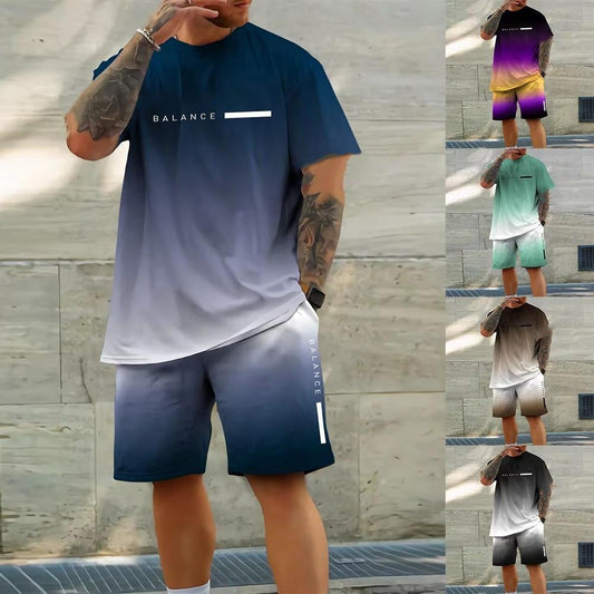 【S-4XL】Gradientní tričko + šortky – prodyšné, pohodlné, stylové 🏃 Skvělé na sport, do posilovny i na každý den! 🔥
