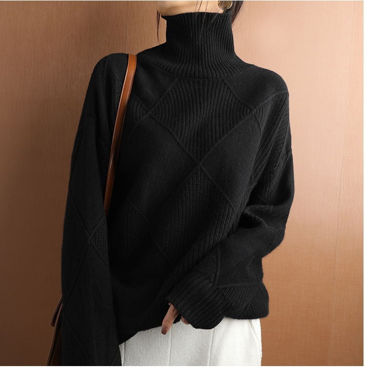 🔥💟 【49%  OFF】【S-2XL】 2024 nowy damski luźny kaszmirowy sweter z golfem na jesień i zimę 2024-3829042