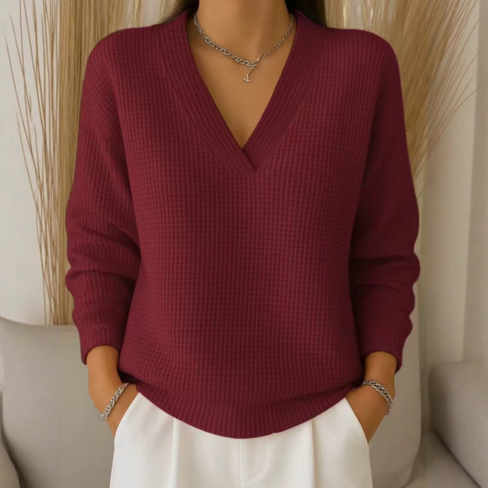 ❤️✨【Különleges őszi ajánlat🔥】Elegáns és kényelmes, V-nyakú kötött női pulóver