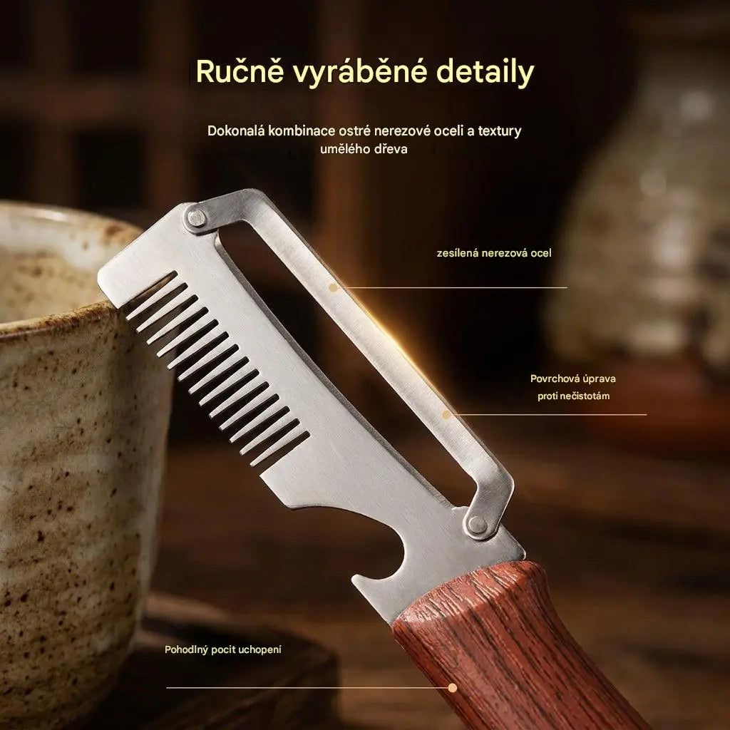 🔪✅Kupte 1, dostanete 1 zdarma (2 položky) 🧅 Multifunkční kuchyňská škrabka 3 v 1: Loupejte, krájejte a otevírejte lahve! 🔥