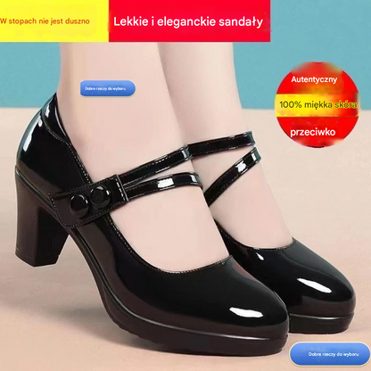 【Rozmiary 35-40】Nowe modne damskie buty na grubym obcasie z klamrą 4202471