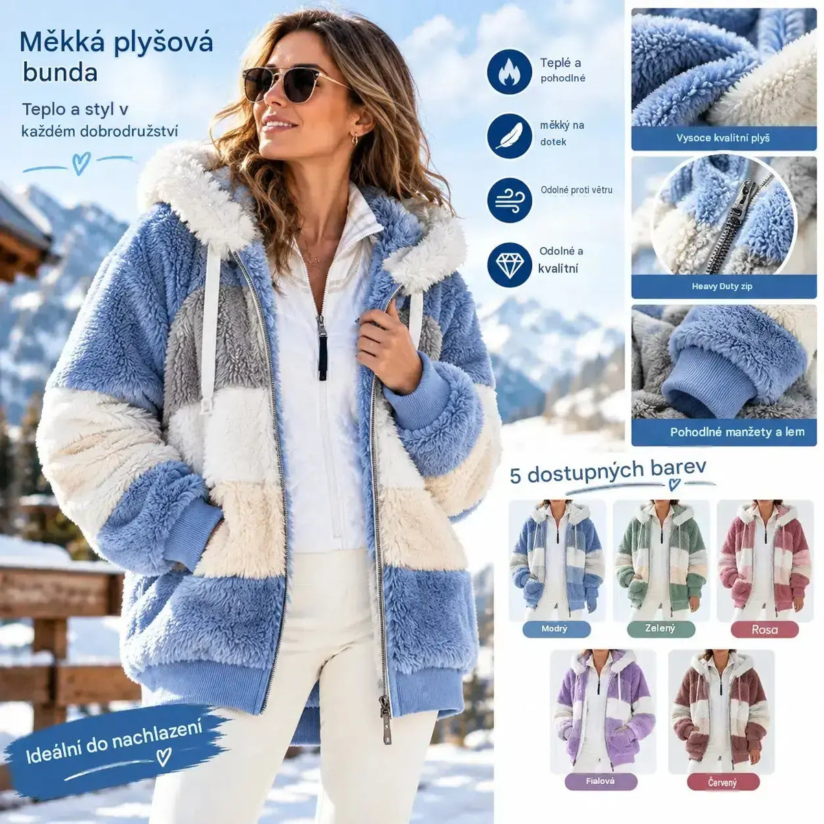 🤗 ❄️【S–5XL】Nový dámský hřejivý kabát pro rok 2026, zateplený plyšový design s kontrastními pruhy ✅ Platba na dobírku