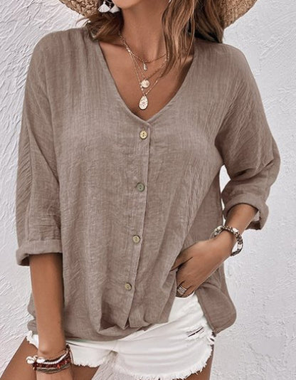 👚 【S–3XL】Női alkalmi V-nyakú ing – kényelmes, elegáns és könnyen kombinálható