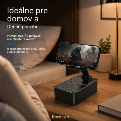 🔥 3 v 1: Bluetooth reproduktor + Nabíječka + 360° držák na mobil 📱🔊⚡