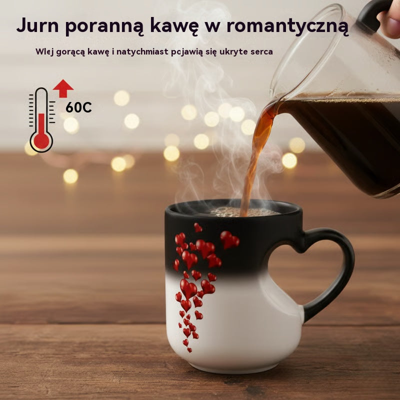📢⏰ Ceramiczny kubek na Walentynki z uchwytem w kształcie serca, który zmienia kolor💝✨ 4232186