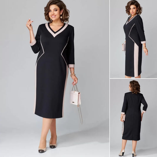 💕【S-5XL】2024 nowy styl wysoki temperament i elegancka sukienka z dekoltem w szpic-3746962