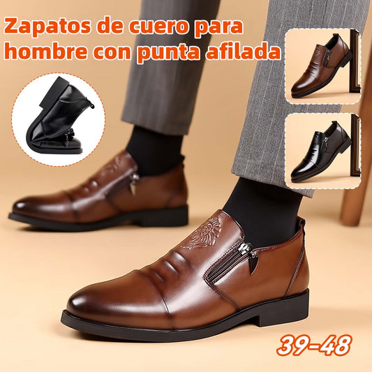 💥👞【Nový produkt】🔥【39-48】Pánské kožené boty s potiskem lva - elegantní, módní, dokonale ukazující váš jedinečný styl-4177411
