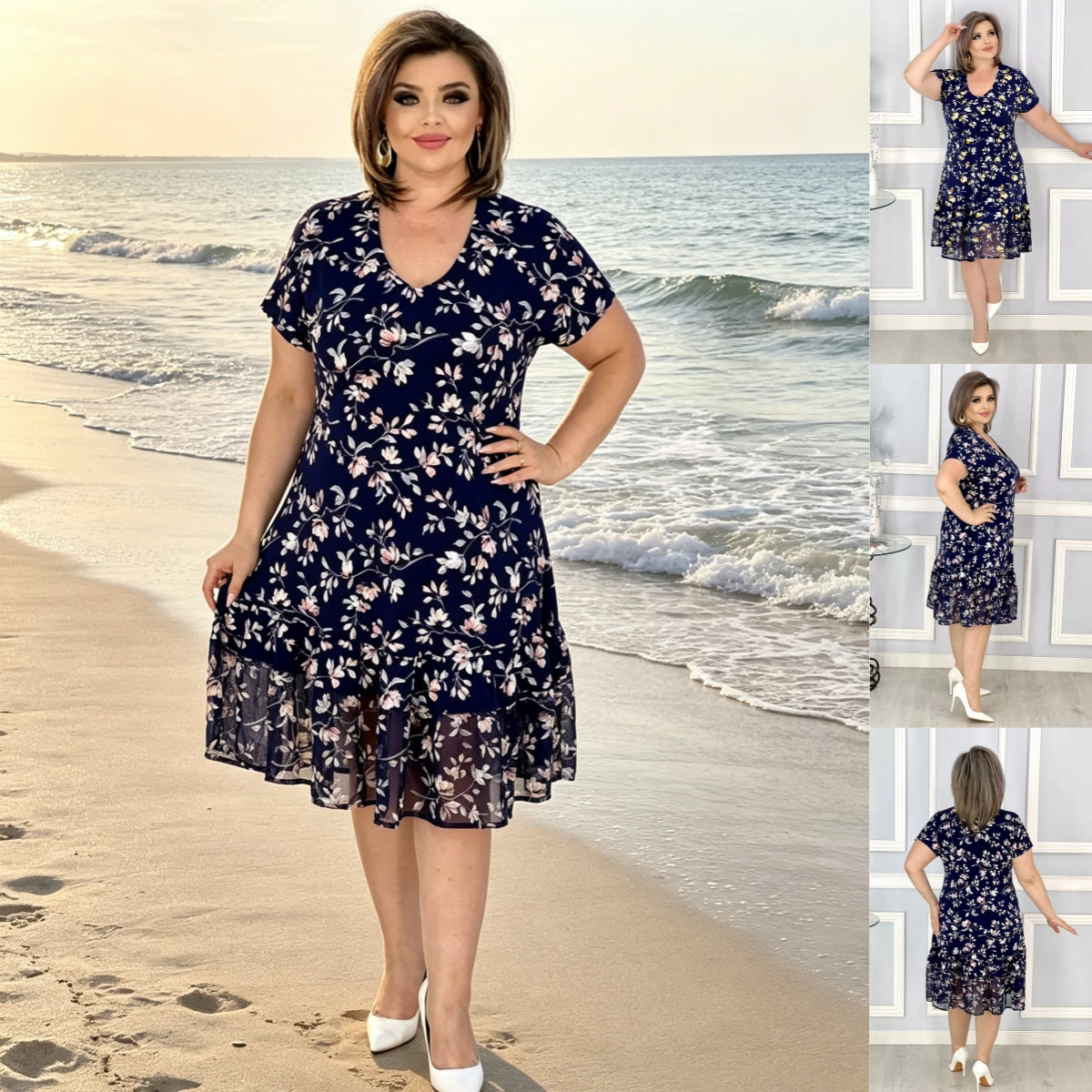 ⏳Poslední den – sleva 50 %!【S–5XL】👗Letní lehké prodyšné květinové šaty, elegantní střih a snadno kombinovatelné.