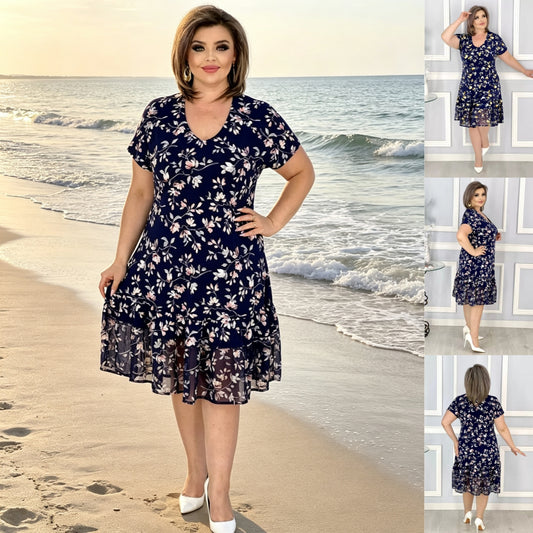 ⏳Poslední den – sleva 50 %!【S–5XL】👗Letní lehké prodyšné květinové šaty, elegantní střih a snadno kombinovatelné.