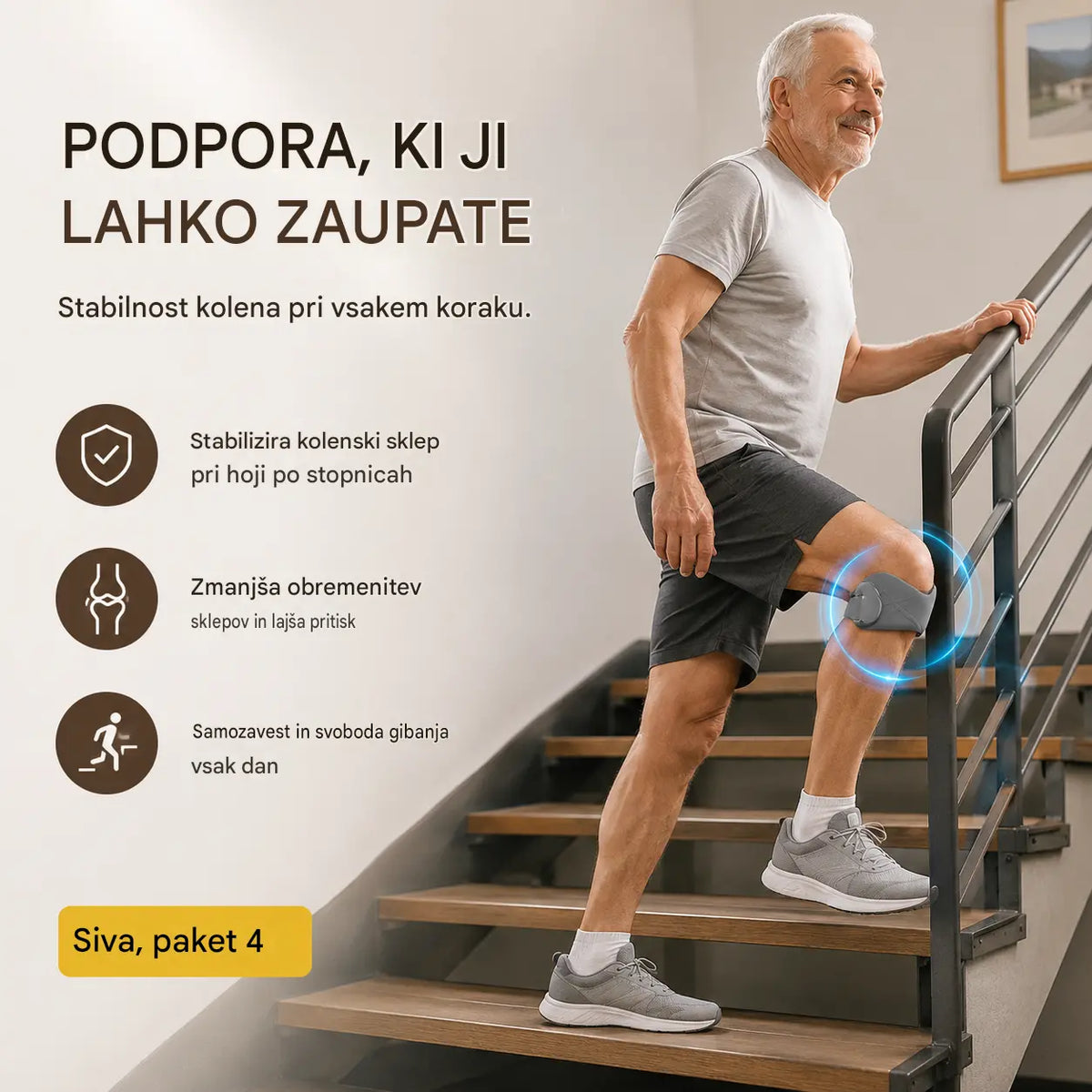 🏃‍♀️【Paket parov】  Športna opornica za koleno 👉 Vaša kolena potrebujejo počitek. Ta opornica za koleno zagotavlja vašim kolenom dovolj časa za počitek.