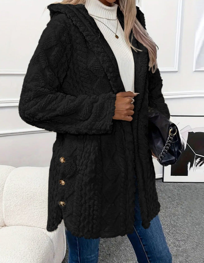 Chaqueta cálida para mujer con forro polar para otoño e invierno, con capucha y reversible. (Tallas S-5XL) 4174836