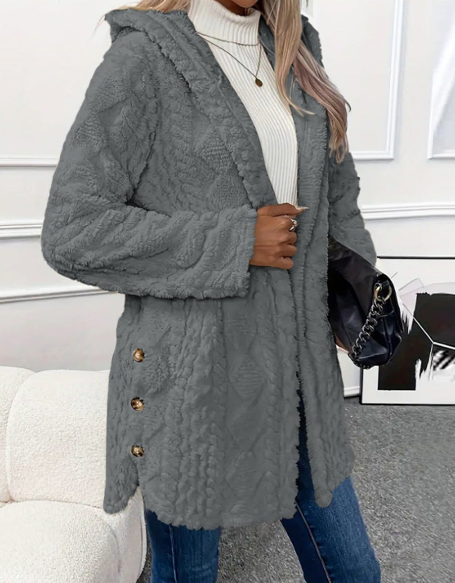Chaqueta cálida para mujer con forro polar para otoño e invierno, con capucha y reversible. (Tallas S-5XL) 4174836