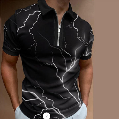 👔【S-6XL】 Nowy styl T-shirtu z klapami i zamkiem błyskawicznym-3715917