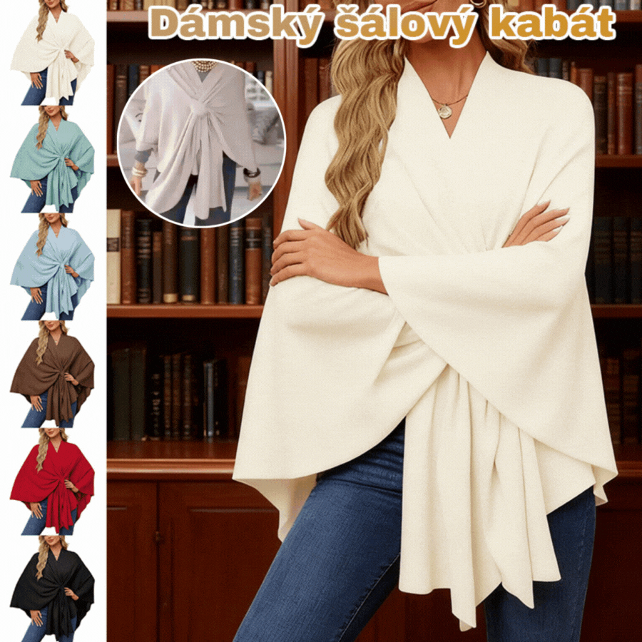 💃🧣🐑🔥【Univerzální velikost pro všechny】Elegantní jednodílný jednobarevný měkký šálový kabát/plášť pro dámy 4185878