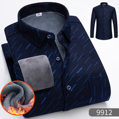 🔥【Poloviční cena】1 kus: 690 Kč 👔【L-5XL】Teplá společenská košile s dlouhým rukávem