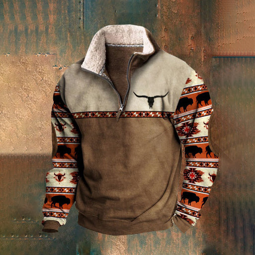 【S-4XL】2025 Pánska módna jesenná a zimná teplá mikina s dlhým rukávom s 3D potlačou-4146204