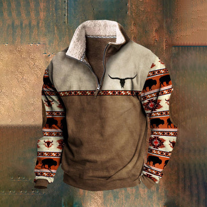 【S-4XL】2025 Pánska módna jesenná a zimná teplá mikina s dlhým rukávom s 3D potlačou-4146204