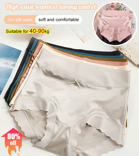 🩲(1 zestaw 6 sztuk) Damskie, duże, bezszwowe, miękkie, oddychające majtki z wysokim stanem-3648070