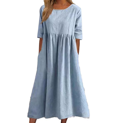 ⏳ Poslední den 50% sleva【S–5XL】Letní jednoduché ležérní prodyšné šaty, univerzální a stylové