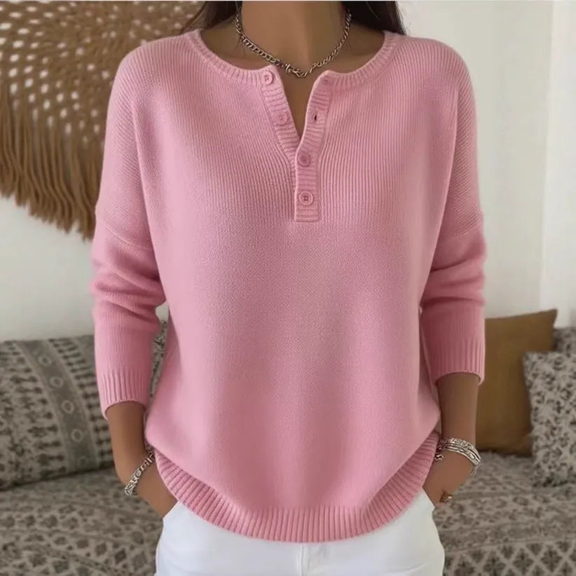 💟 Ostatni dzień: 50% zniżki ✨【S-2XL】Damski jednokolorowy sweter z dekoltem V, luźny i casualowy 4173255