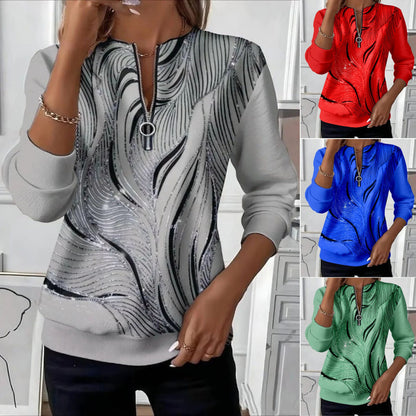 🔥【Gorący produkt!】(S-5XL)Swobodna bluza z kapturem i nadrukiem, zapinana na zamek-4215420