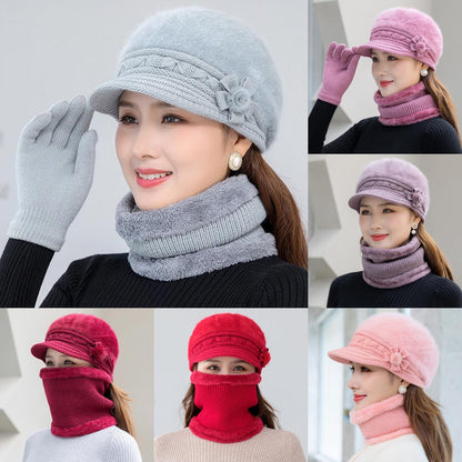 【Hat+scarf】Gorro de felpa para mujer para abrigarse en otoño e invierno 4147914