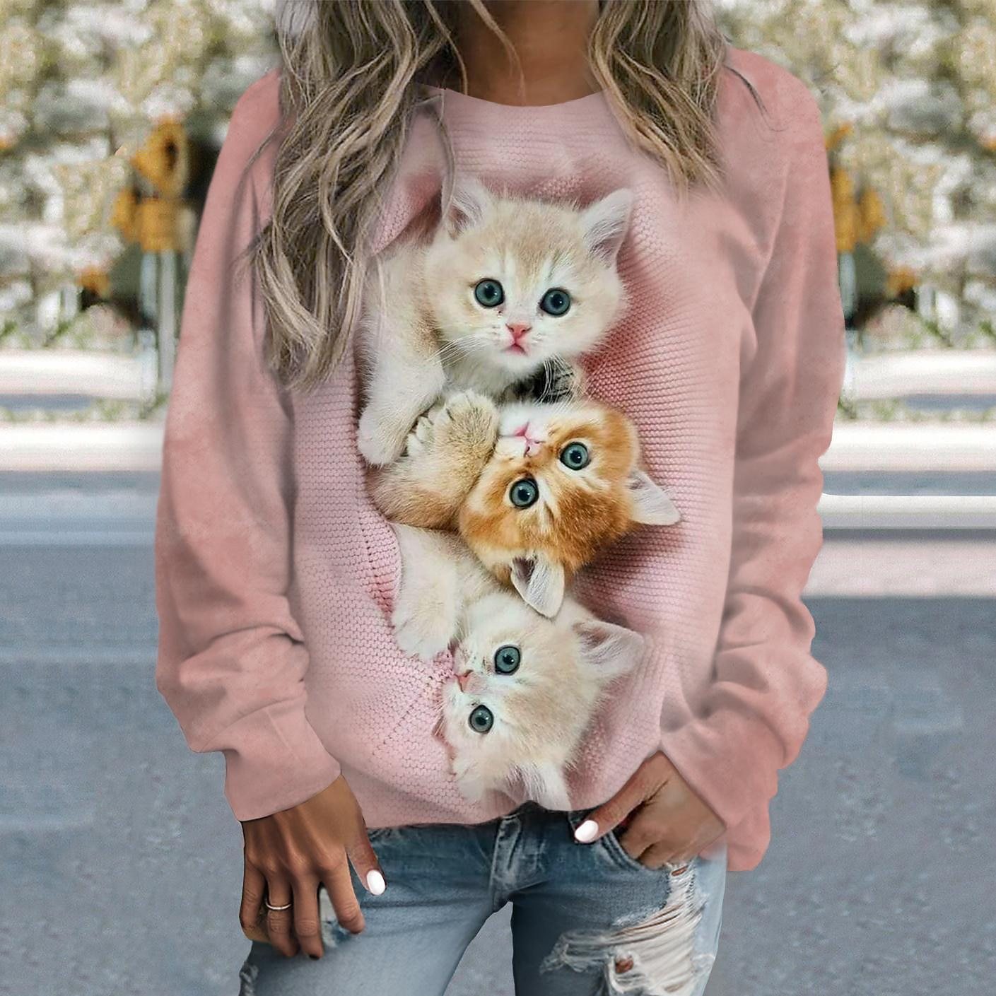 🔥【S-6XL】🐶Urocza bluza z kapturem z głową zwierzęcia dla kobiet 4158917