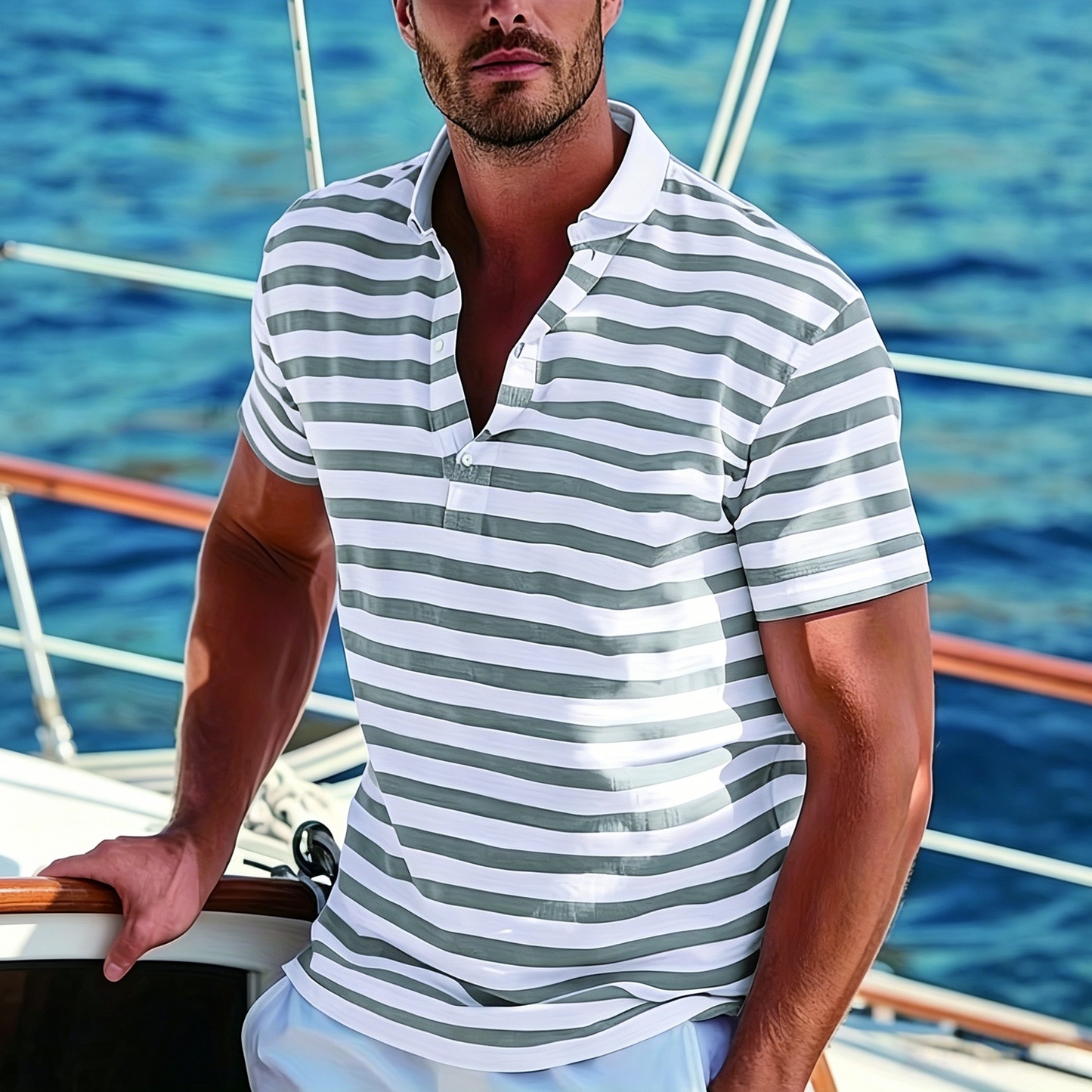 👕🔥 50% sleva! [S-7XL] Pánské pruhované polo tričko – prodyšné, pohodlné, ideální na sport i volný čas 🏃‍♂️✨
