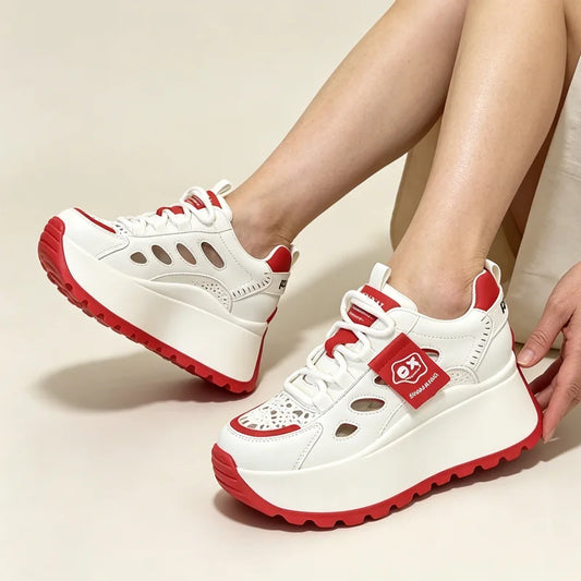 【Újdonság 50% kedvezménnyel】👟 Nyári hétköznapi cipő – légáteresztő perforált dizájn vastag talppal, divatos, lélegző és rendkívül kényelmes.