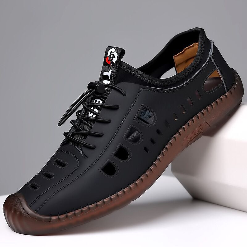 【39-44】 2025 Nowe letnie, oddychające ażurowe męskie buty na co dzień z miękką podeszwą 3986100
