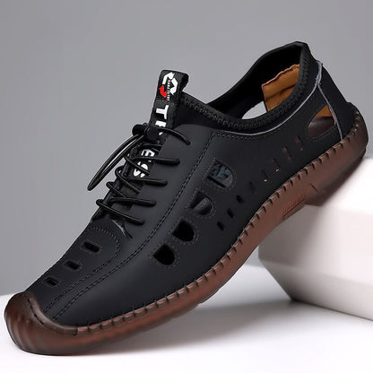 【39-44】 2025 Nowe letnie, oddychające ażurowe męskie buty na co dzień z miękką podeszwą 3986100